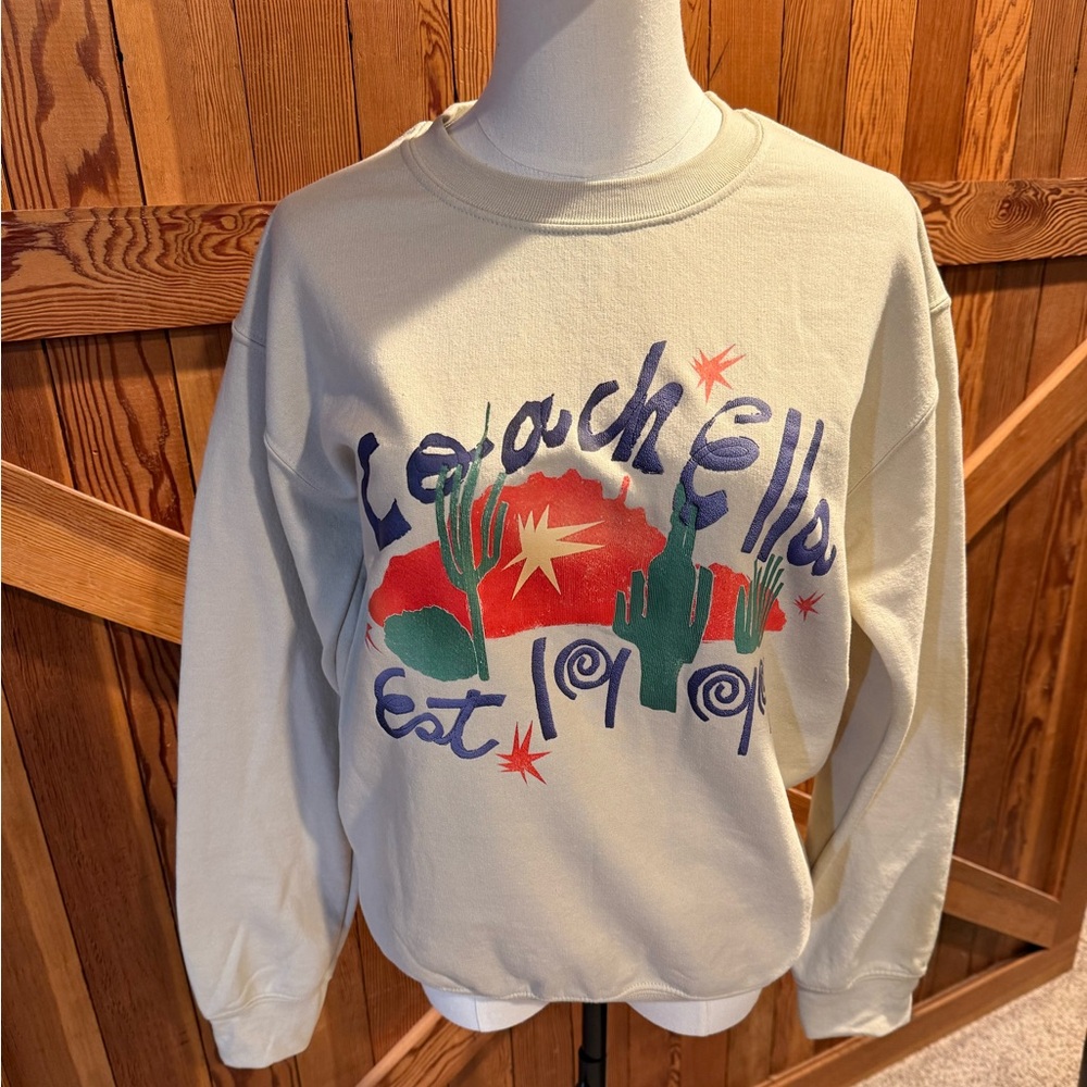 Coachella‎ 2025 Music Arts Festival Sweatshirt Sage Green Puff Print Crewneck